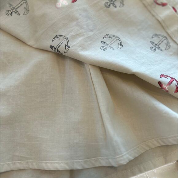 MAISON JULES NEW! Beige/Red Anchors Nautical Cotton Fit N Flare Dress Medium NWT - Picture 6 of 7